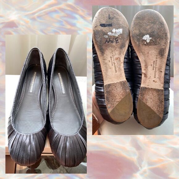 Vera Wang Lavender Ballet Flats Grey Rushed Fabric Size 7 Balletcore Nordstrom - Picture 5 of 12